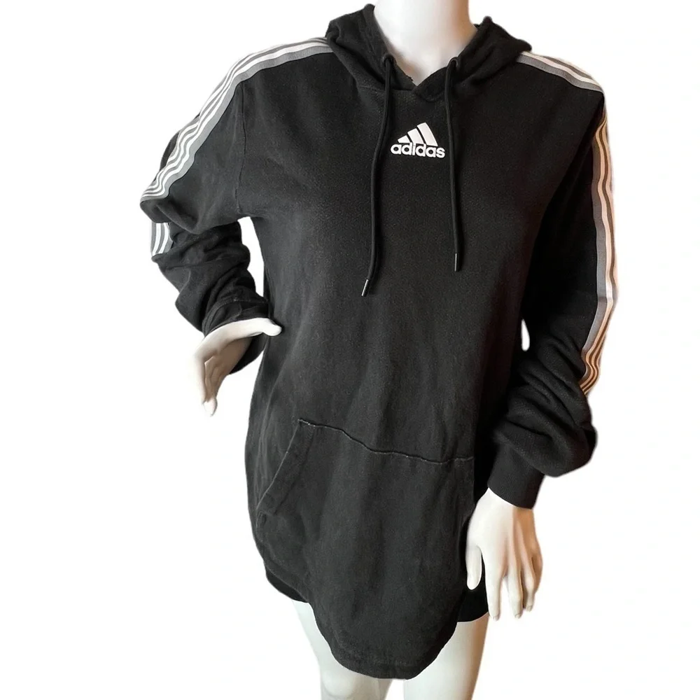 Adidas Pullover Sweatshirt Hoodie in Mottled Black